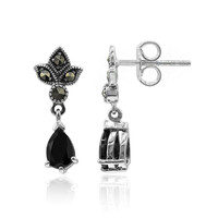 Boucles d'oreilles en argent et Spinelle noir