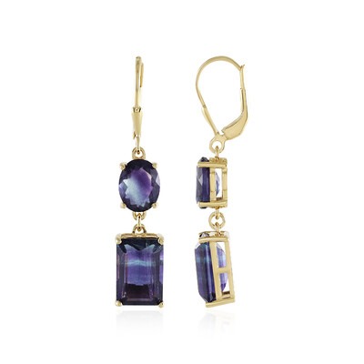 Boucles d'oreilles en argent et Fluorite multicolore