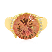 Bague en argent et Topaze mystique couleur pêche