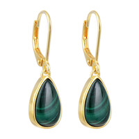 Boucles d'oreilles en argent et Malachite