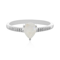Bague en argent et Pierre de Lune arc-en-ciel