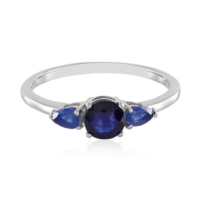 Bague en argent et Saphir bleu de Madagascar