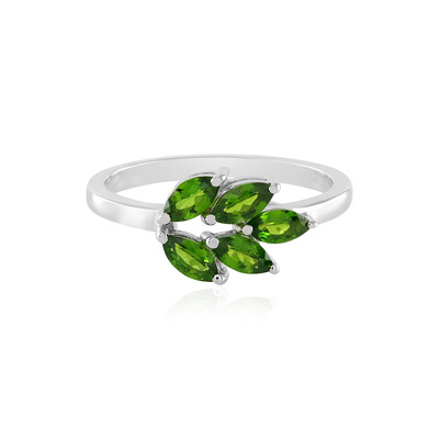 Bague en argent et Diopside de Russie