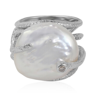 Bague en argent et Perle de culture d'eau douce (TPC)