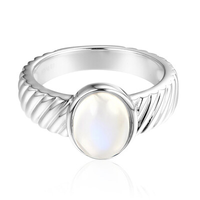Bague en argent et Pierre de lune de Tanzanie