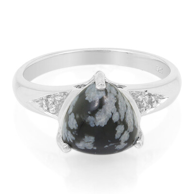 Bague en argent et Obsidienne Flocon-de-Neige