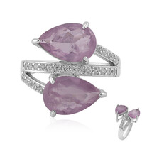 Bague en argent et Quartz pourpre pastel