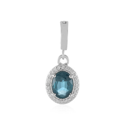 Pendentif en argent et Fluorite bleu pétrole de Belgique