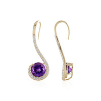 Boucles d'oreilles en or et Améthyste de Sibérie (de Melo)