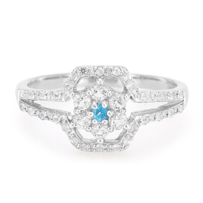 Bague en argent et Apatite bleu néon