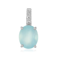 Pendentif en argent et Calcédoine d'eau