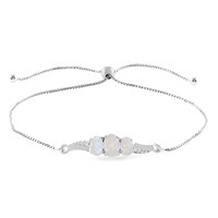 Bracelet en argent et Pierre de Lune arc-en-ciel