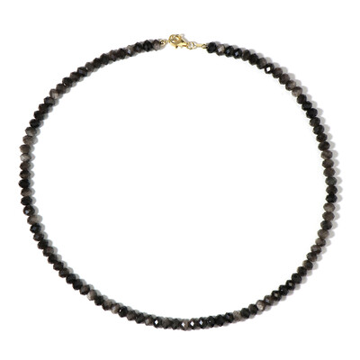 Collier en argent et Obsidienne argentée