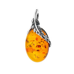 Pendentif en argent et Ambre baltique