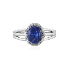 Bague en argent et Saphir étoilé bleu