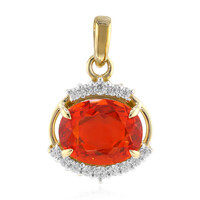 Pendentif en or et Opale de feu mexicaine AAA