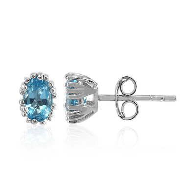 Boucles d'oreilles en argent et Topaze bleu Suisse