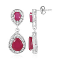 Boucles d'oreilles en argent et Rubis de Madagascar