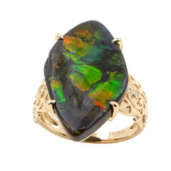 Bague en or et Ammolite (de Melo)