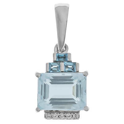 Pendentif en platine et Aigue-marine