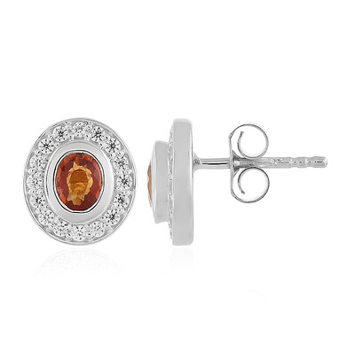 Boucles d'oreilles en argent et Saphir rouge du soir