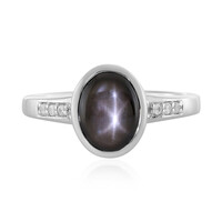 Bague en argent et Saphir étoilé noir