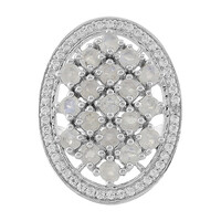 Bague en argent et Pierre de Lune arc-en-ciel