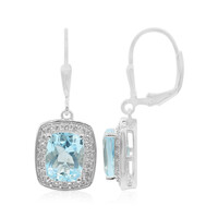 Boucles d'oreilles en argent et Topaze bleu ciel
