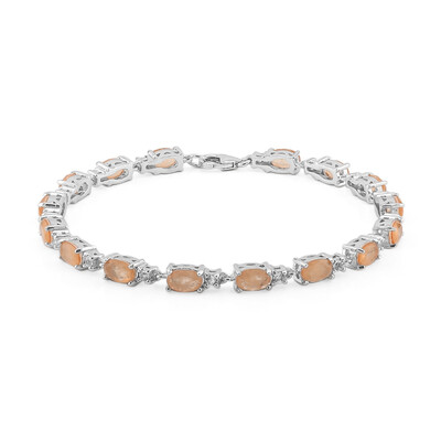 Bracelet en argent et Quartz pêche pastel