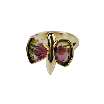 Bague en argent et Tourmaline Melon d'Eau