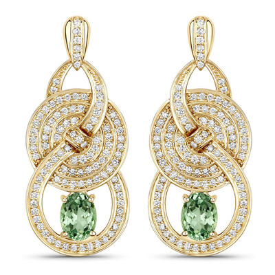 Boucles d'oreilles en or et Grenat Menthe (SUHANA)