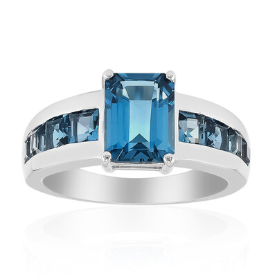Bague en argent et Topaze bleu de Londres