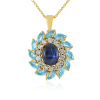 Collier en argent et Saphir étoilé bleu