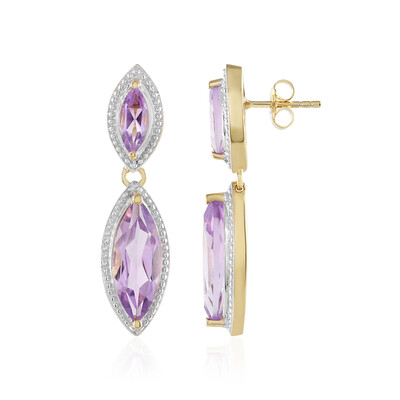 Boucles d'oreilles en argent et Améthyste Rose de France