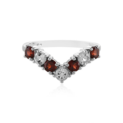 Bague en argent et Grenat du Mozambique