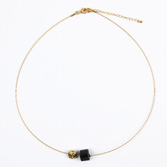 Collier en acier inoxydable et Tourmaline noire