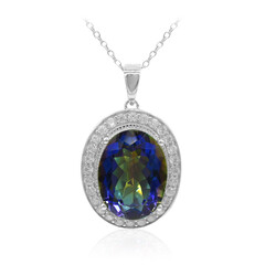 Collier en argent et Quartz mystique bleu