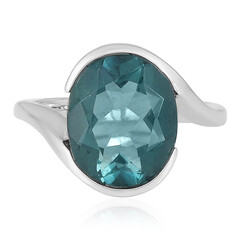Bague en argent et Fluorite bleu pétrole de Belgique