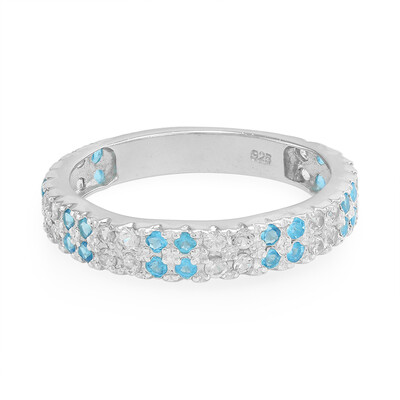 Bague en argent et Apatite bleu néon