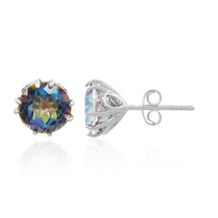 Boucles d'oreilles en argent et Quartz mystique bleu