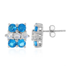 Boucles d'oreilles en argent et Apatite bleu néon