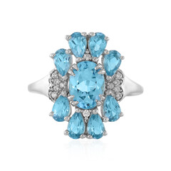 Bague en argent et Topaze bleu Suisse