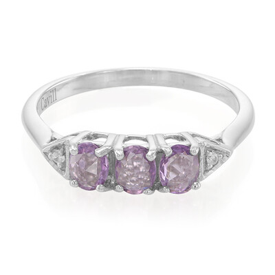 Bague en argent et Saphir pourpre de Ceylan non chauffé