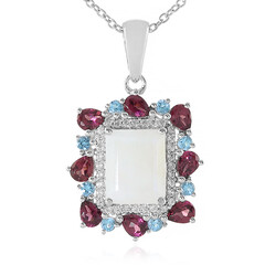 Collier en argent et Pierre de Lune arc-en-ciel