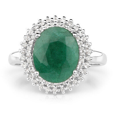 Bague en argent et Béryl couleur émeraude