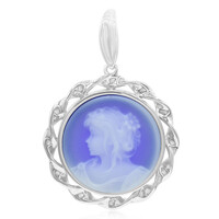 Pendentif en argent et Agate zonée bleue