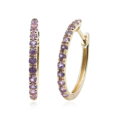 Boucles d'oreilles en or et Saphir pourpre de Ceylan non chauffé