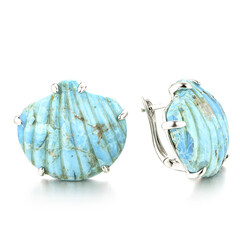 Boucles d'oreilles en argent et Turquoise bleue de Mohavie
