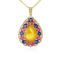 Collier en argent et Saphir jaune de Madagascar
