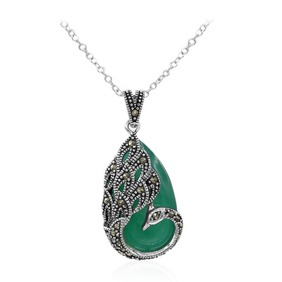 Collier en argent et Agate verte